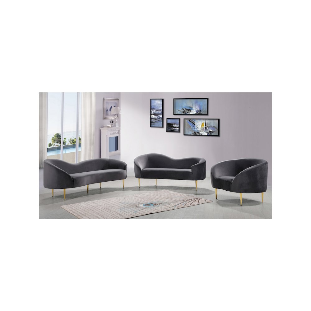Ritz Grey Velvet Sofa. Picture 7