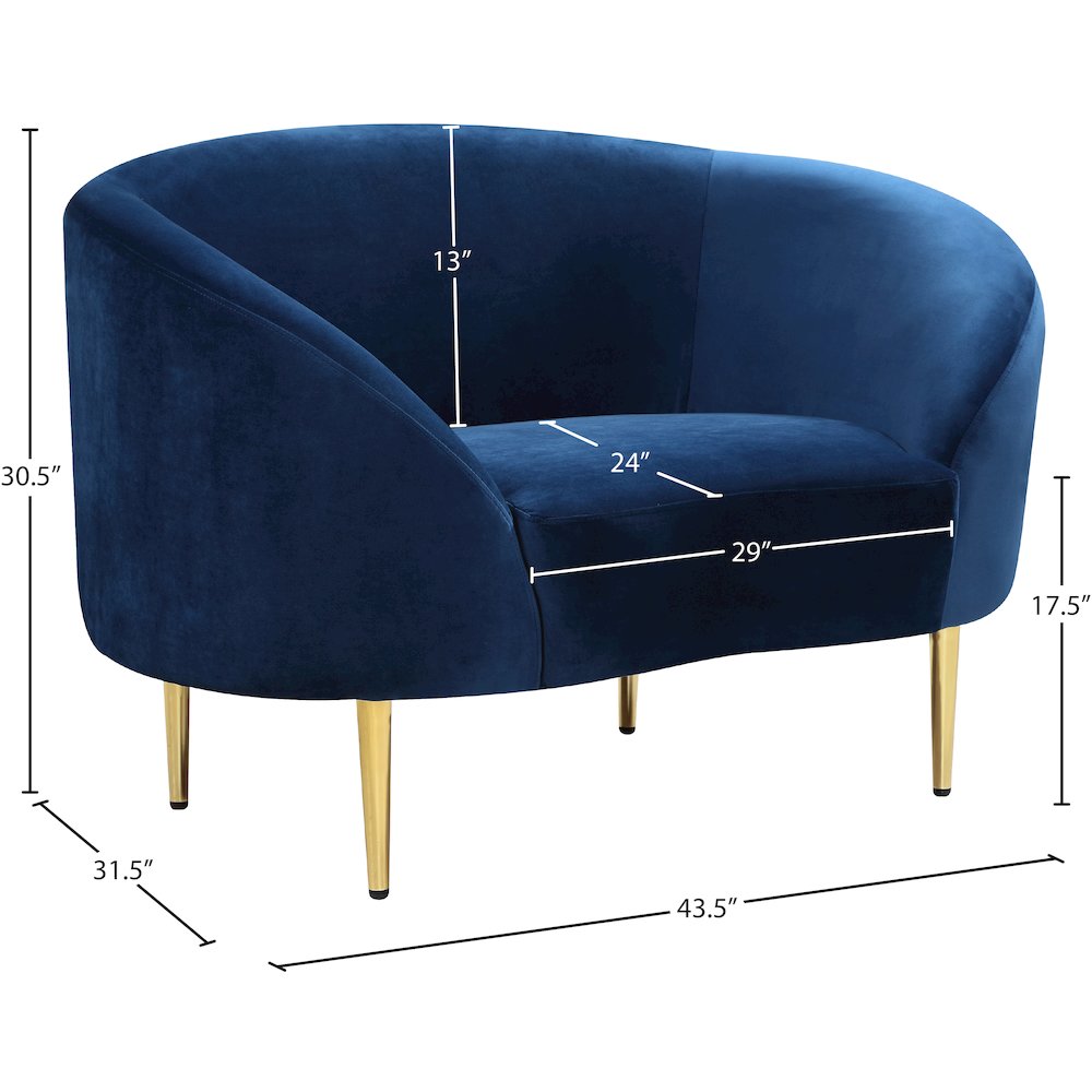 Ritz Navy Velvet Chair. Picture 7