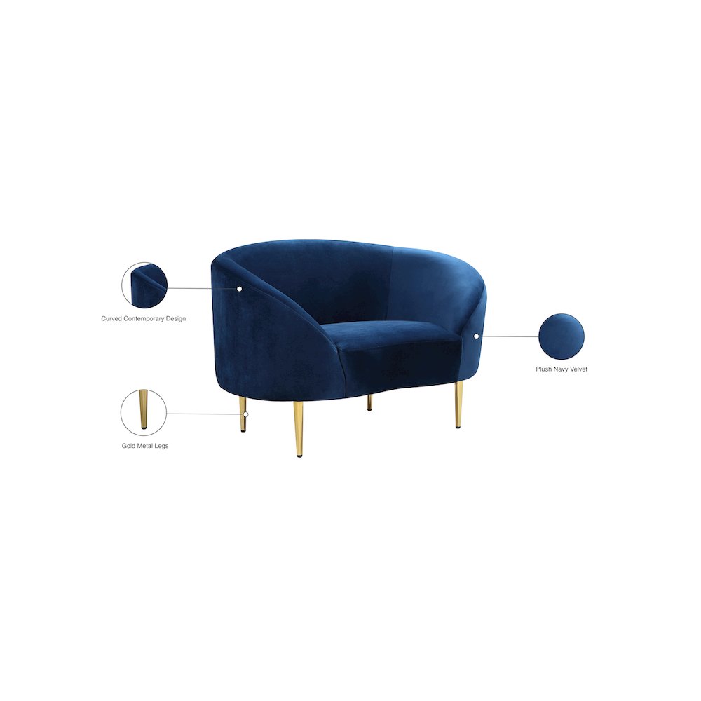 Ritz Navy Velvet Chair. Picture 8