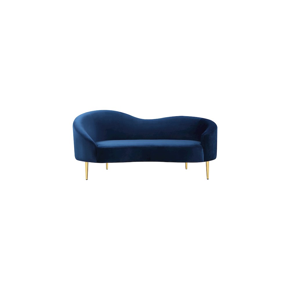 Ritz Navy Velvet Loveseat. Picture 2