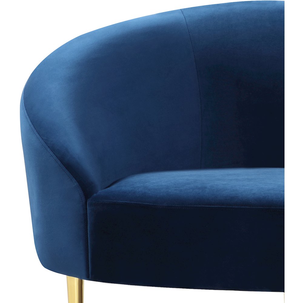 Ritz Navy Velvet Loveseat. Picture 3
