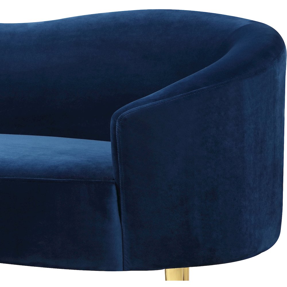 Ritz Navy Velvet Loveseat. Picture 4