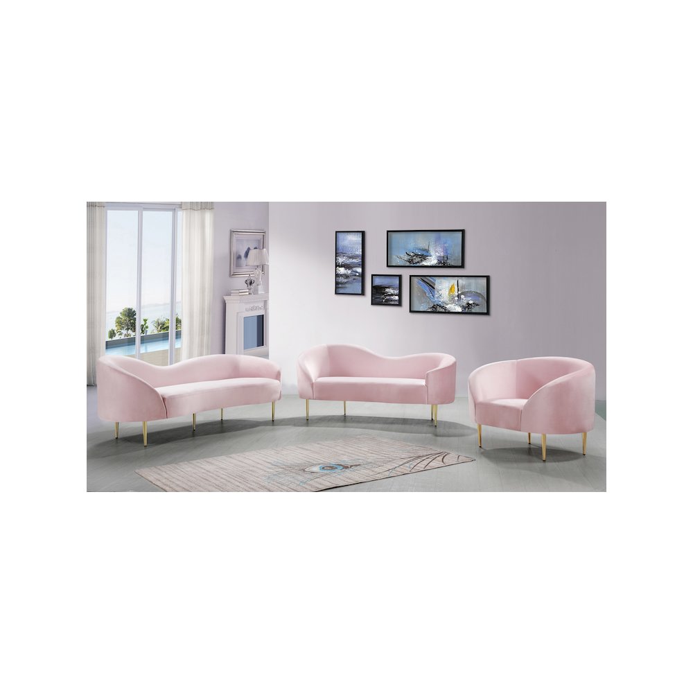Ritz Pink Velvet Chair. Picture 6