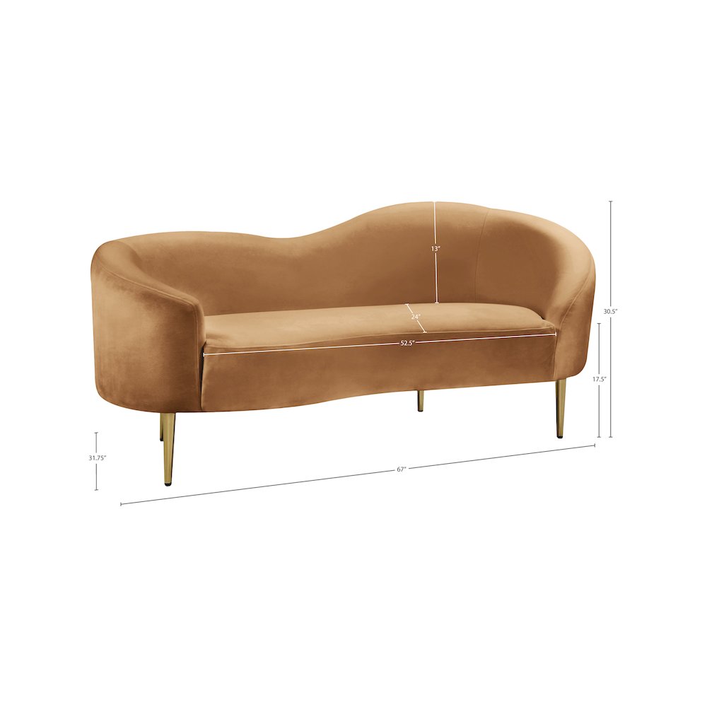 Ritz Saddle Velvet Loveseat. Picture 7