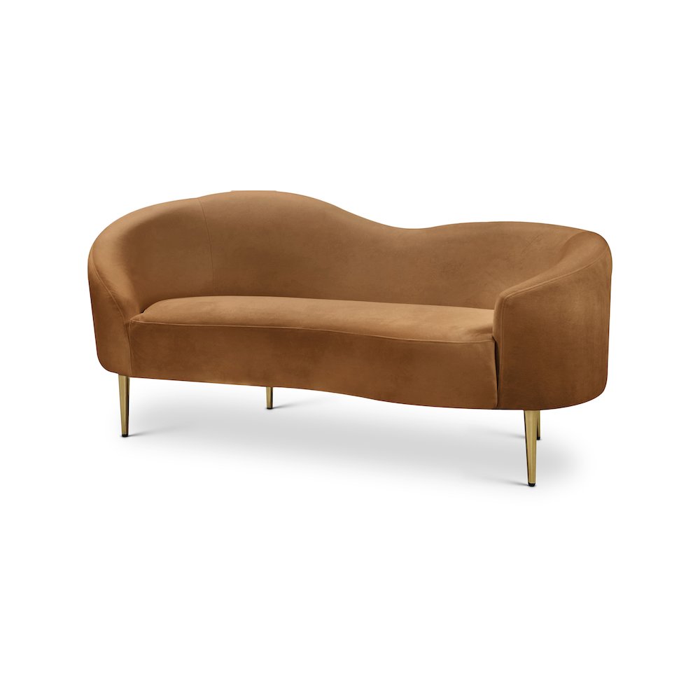 Ritz Saddle Velvet Loveseat. Picture 1