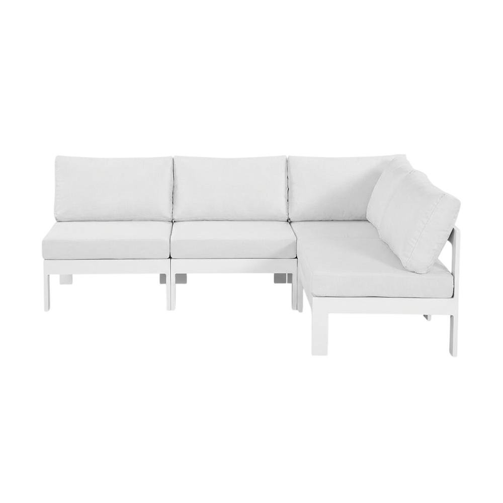 White Fabric Outdoor Modular Sectional For Patio Lounge With Contemporary Style. Picture 1