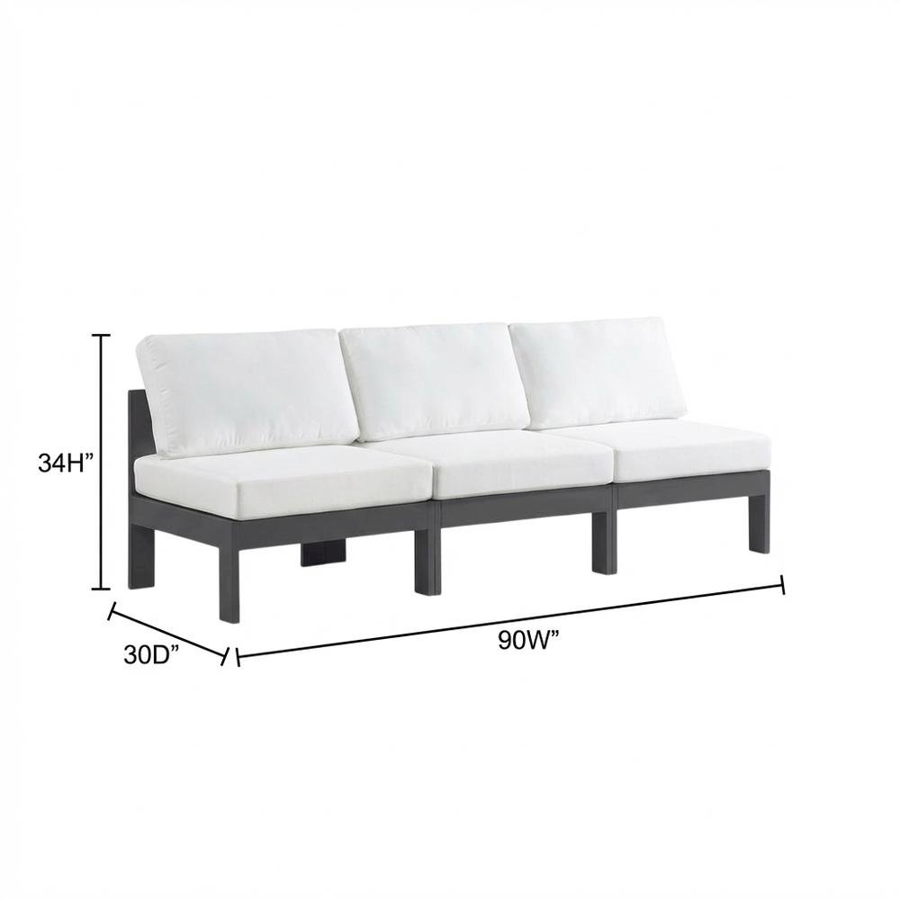 White Fabric Outdoor Patio Modular Sofa, Contemporary Design, Cushioned Seat. Picture 7