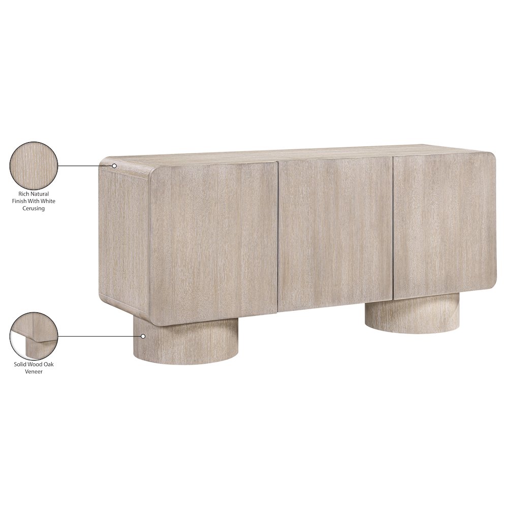 Adagio Natural Solid Wood And Oak Veneer Sideboard/Buffet. Picture 12