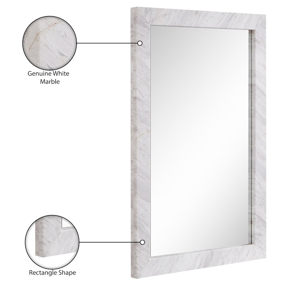 Pavia White Genuine Marble Frame Mirror. Picture 6