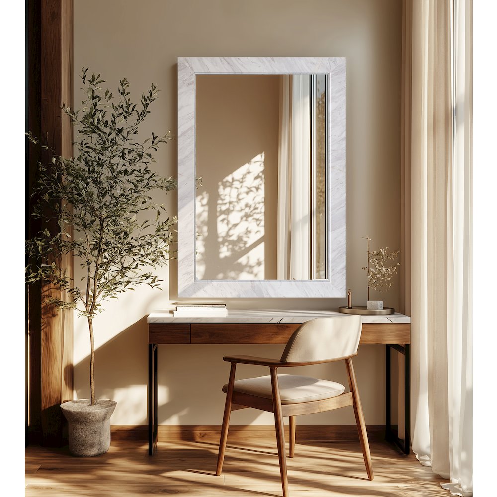 Pavia White Genuine Marble Frame Mirror. Picture 7