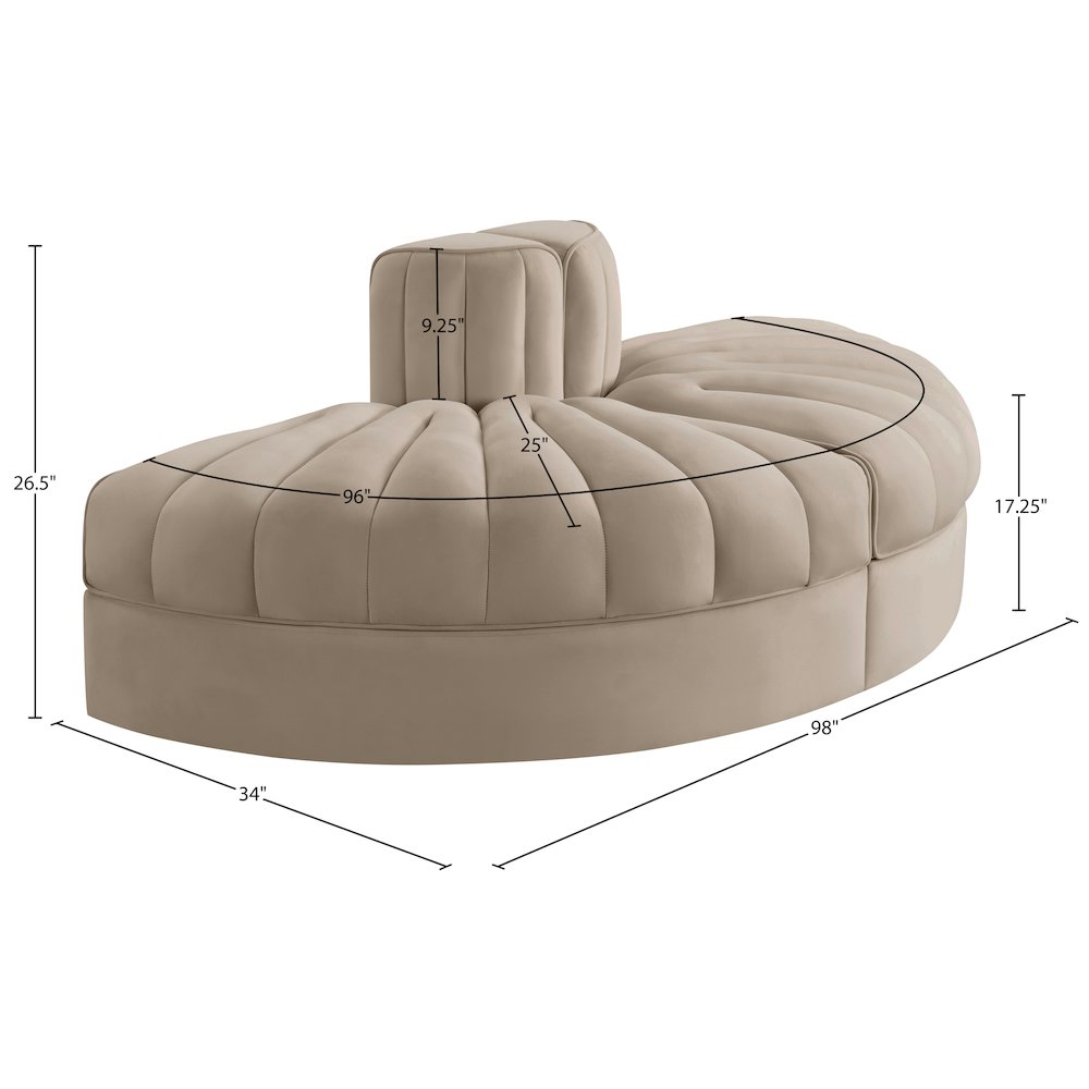 Rummi Beige Velvet Performance Fabric Upholstered 2pc. Modular Loveseat. Picture 9