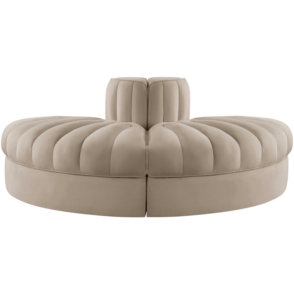 Rummi Beige Velvet Performance Fabric Upholstered 2pc. Modular Loveseat. Picture 3