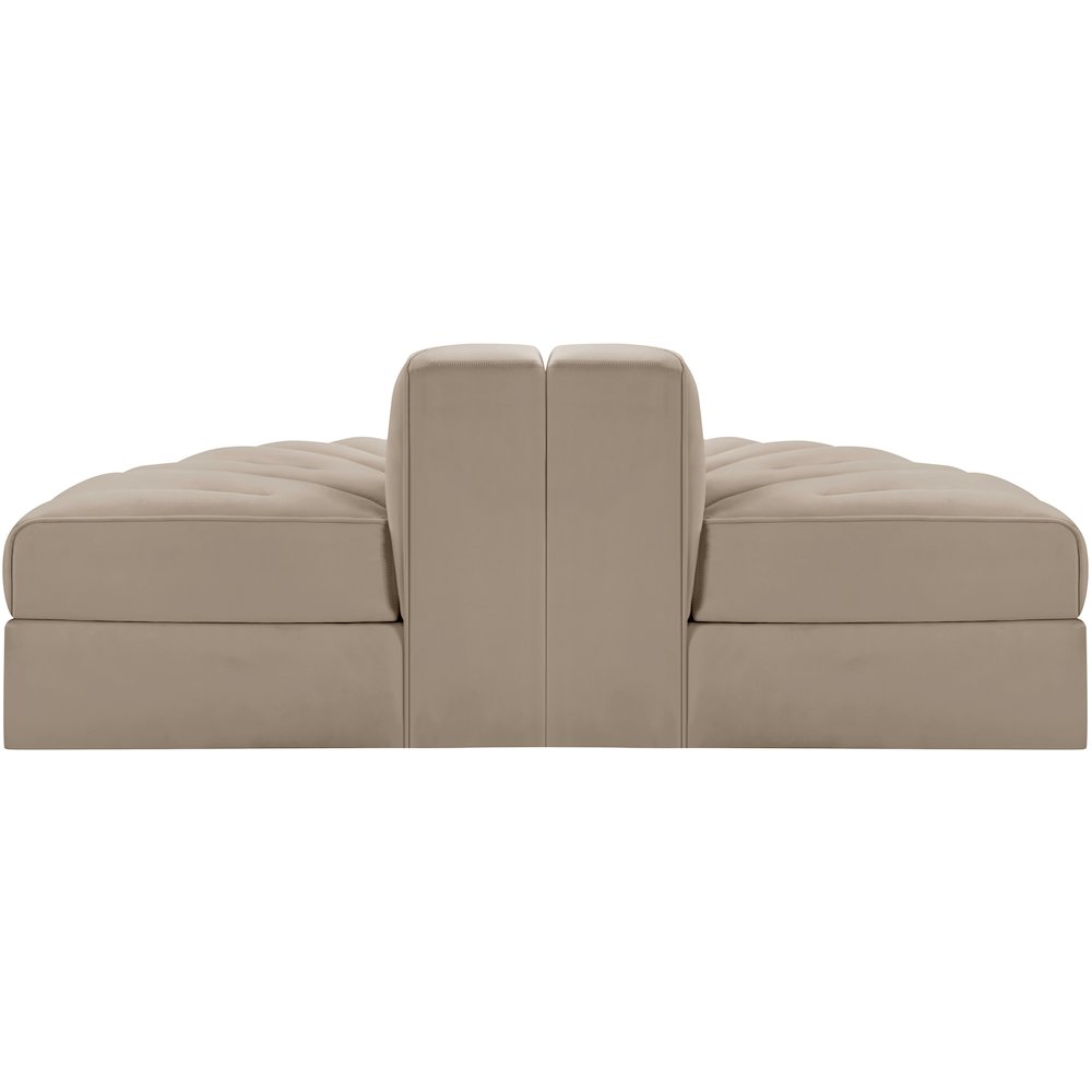 Rummi Beige Velvet Performance Fabric Upholstered 2pc. Modular Loveseat. Picture 5