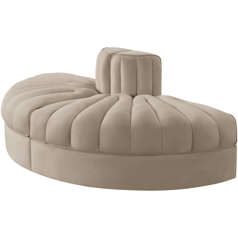Rummi Beige Velvet Performance Fabric Upholstered 2pc. Modular Loveseat. Picture 6