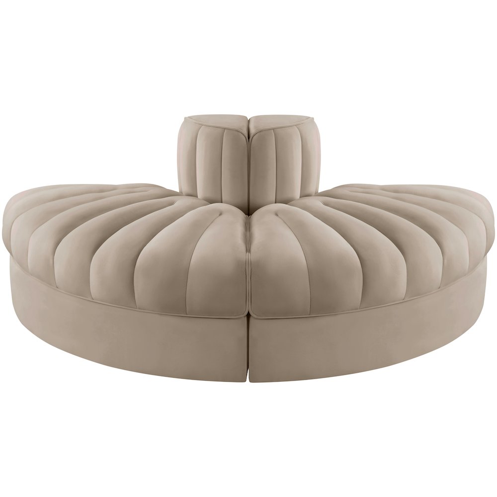 Rummi Beige Velvet Performance Fabric Upholstered 2pc. Modular Loveseat. Picture 7