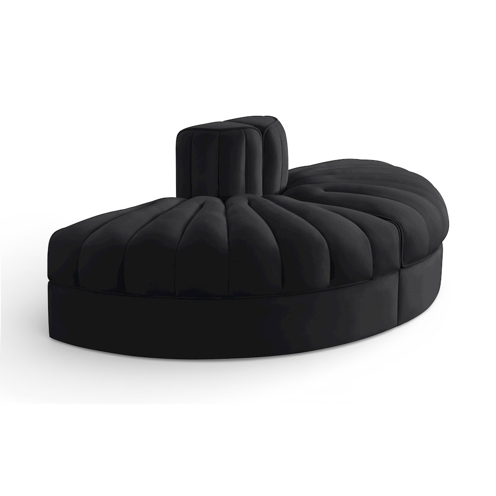Rummi Black Velvet Performance Fabric Upholstered 2pc. Modular Loveseat. Picture 1