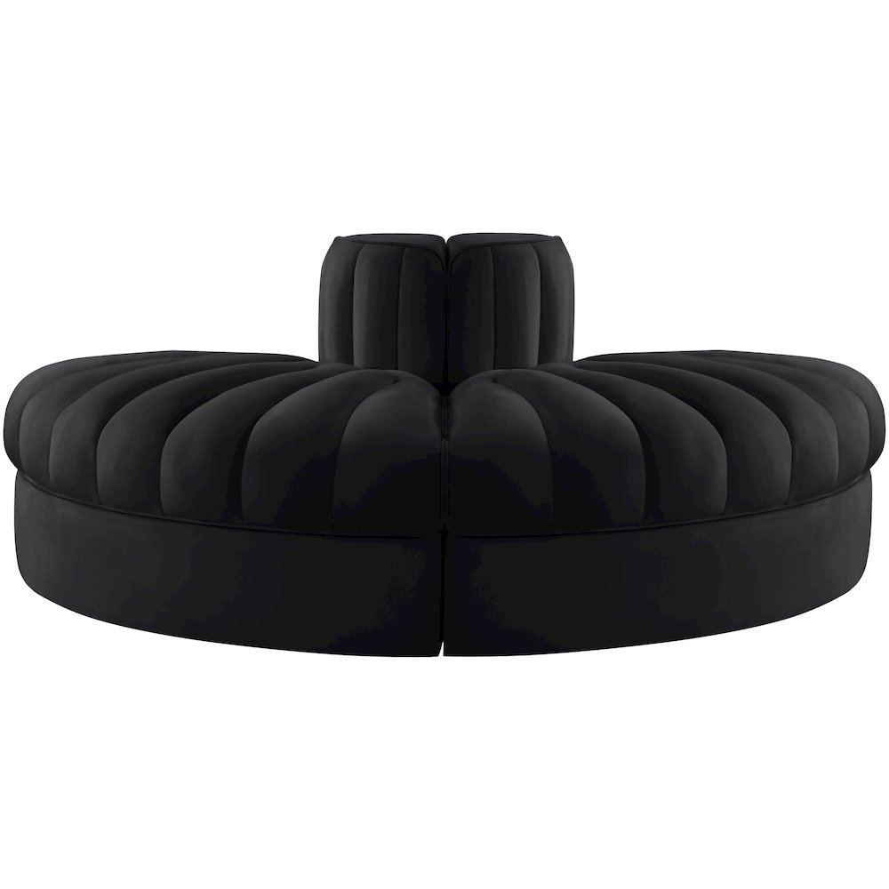 Rummi Black Velvet Performance Fabric Upholstered 2pc. Modular Loveseat. Picture 3
