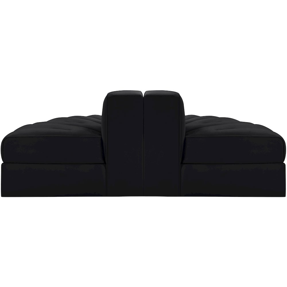 Rummi Black Velvet Performance Fabric Upholstered 2pc. Modular Loveseat. Picture 5