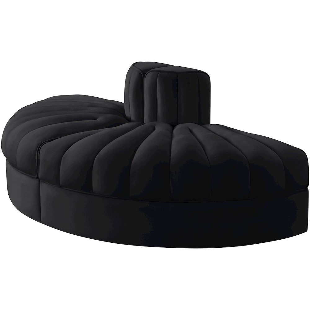 Rummi Black Velvet Performance Fabric Upholstered 2pc. Modular Loveseat. Picture 6