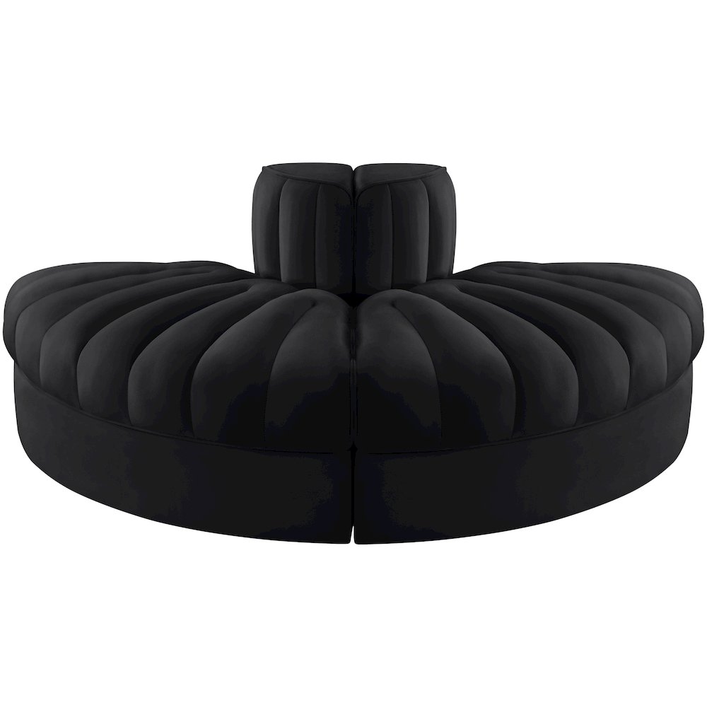 Rummi Black Velvet Performance Fabric Upholstered 2pc. Modular Loveseat. Picture 7