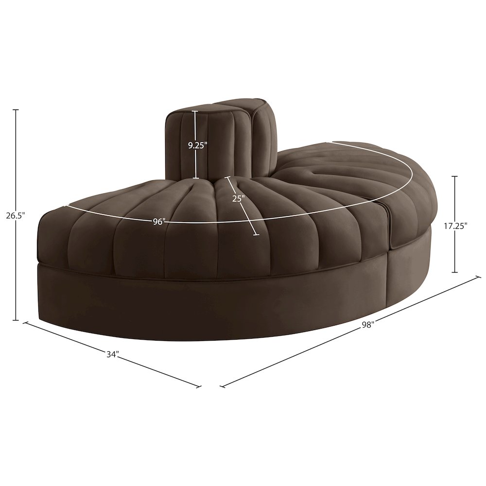 Rummi Brown Velvet Performance Fabric Upholstered 2pc. Modular Loveseat. Picture 9