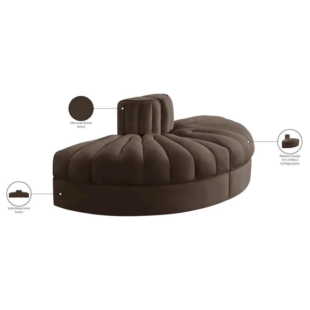 Rummi Brown Velvet Performance Fabric Upholstered 2pc. Modular Loveseat. Picture 10