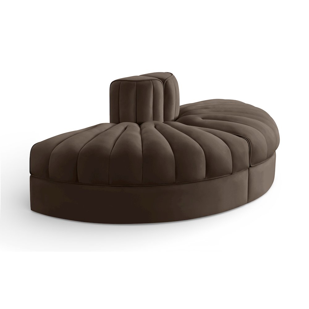 Rummi Brown Velvet Performance Fabric Upholstered 2pc. Modular Loveseat. Picture 1