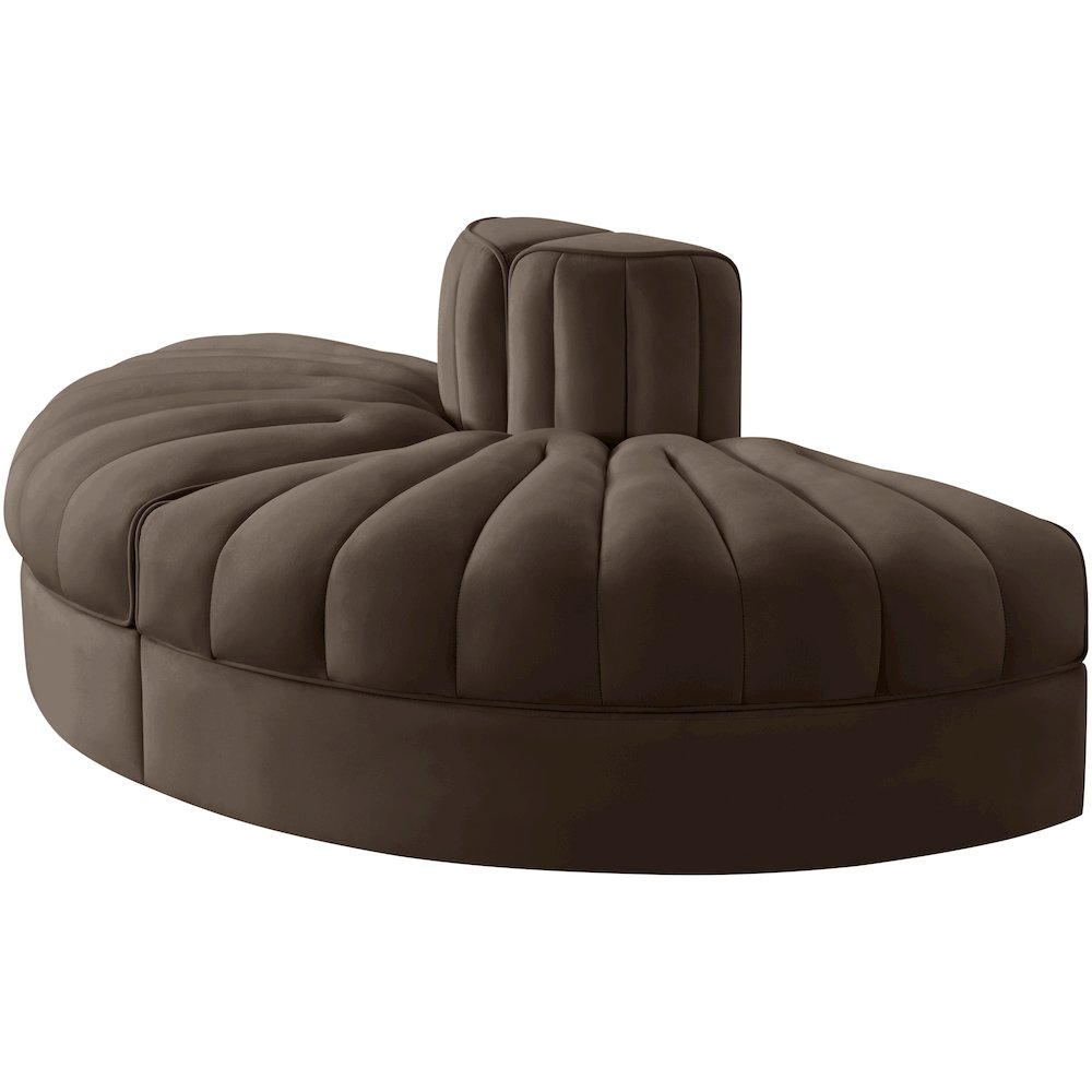 Rummi Brown Velvet Performance Fabric Upholstered 2pc. Modular Loveseat. Picture 6