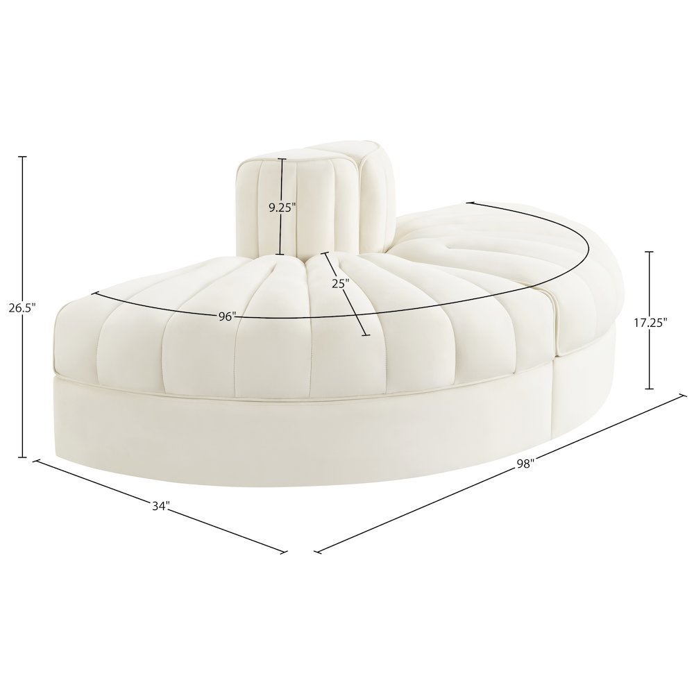 Rummi Cream Velvet Performance Fabric Upholstered 2pc. Modular Loveseat. Picture 8