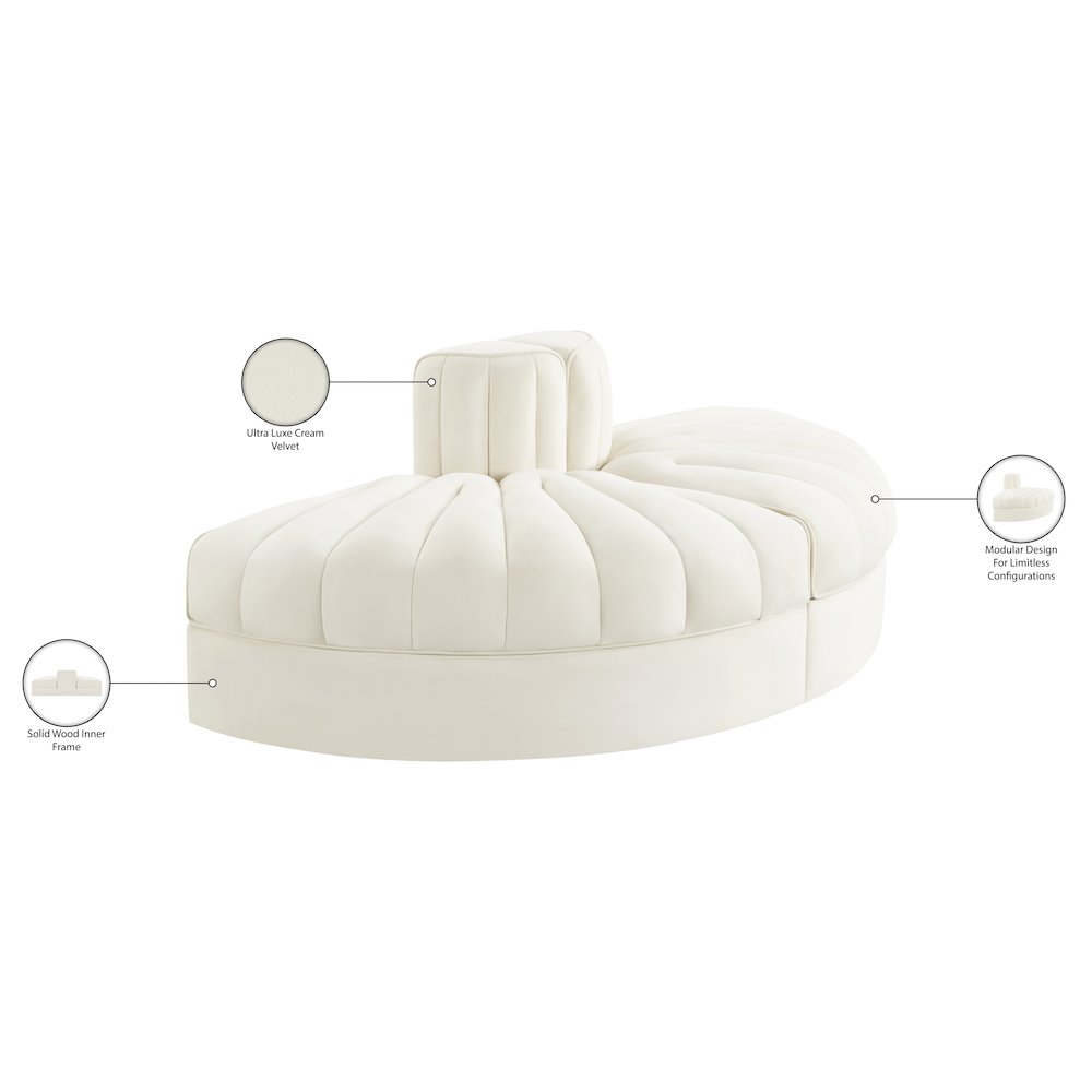 Rummi Cream Velvet Performance Fabric Upholstered 2pc. Modular Loveseat. Picture 9