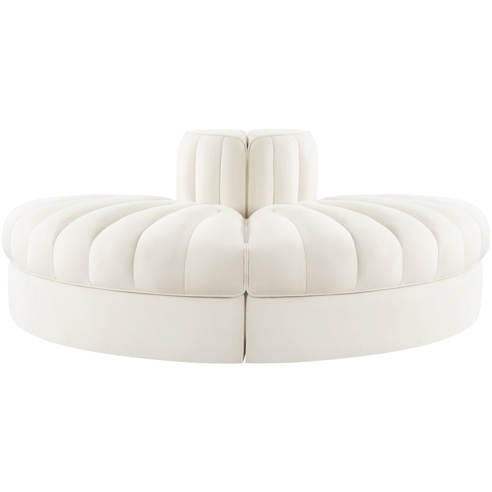 Rummi Cream Velvet Performance Fabric Upholstered 2pc. Modular Loveseat. Picture 2