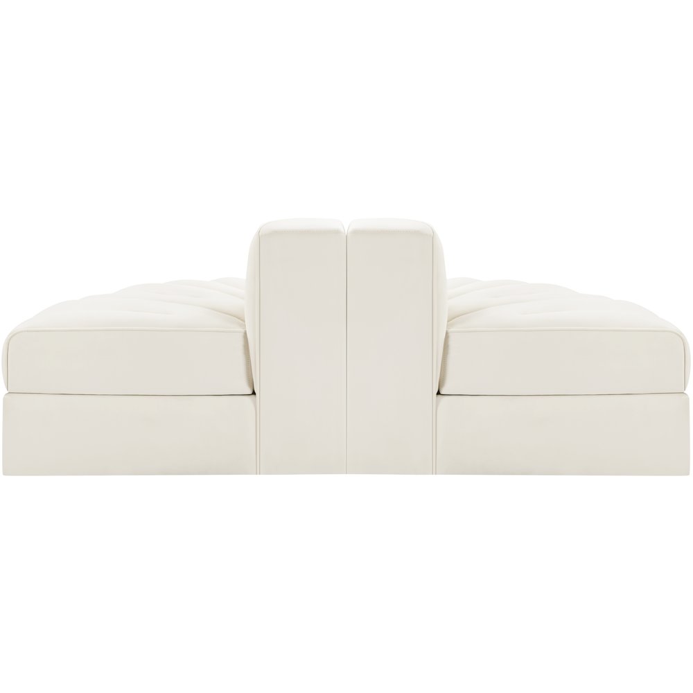 Rummi Cream Velvet Performance Fabric Upholstered 2pc. Modular Loveseat. Picture 4