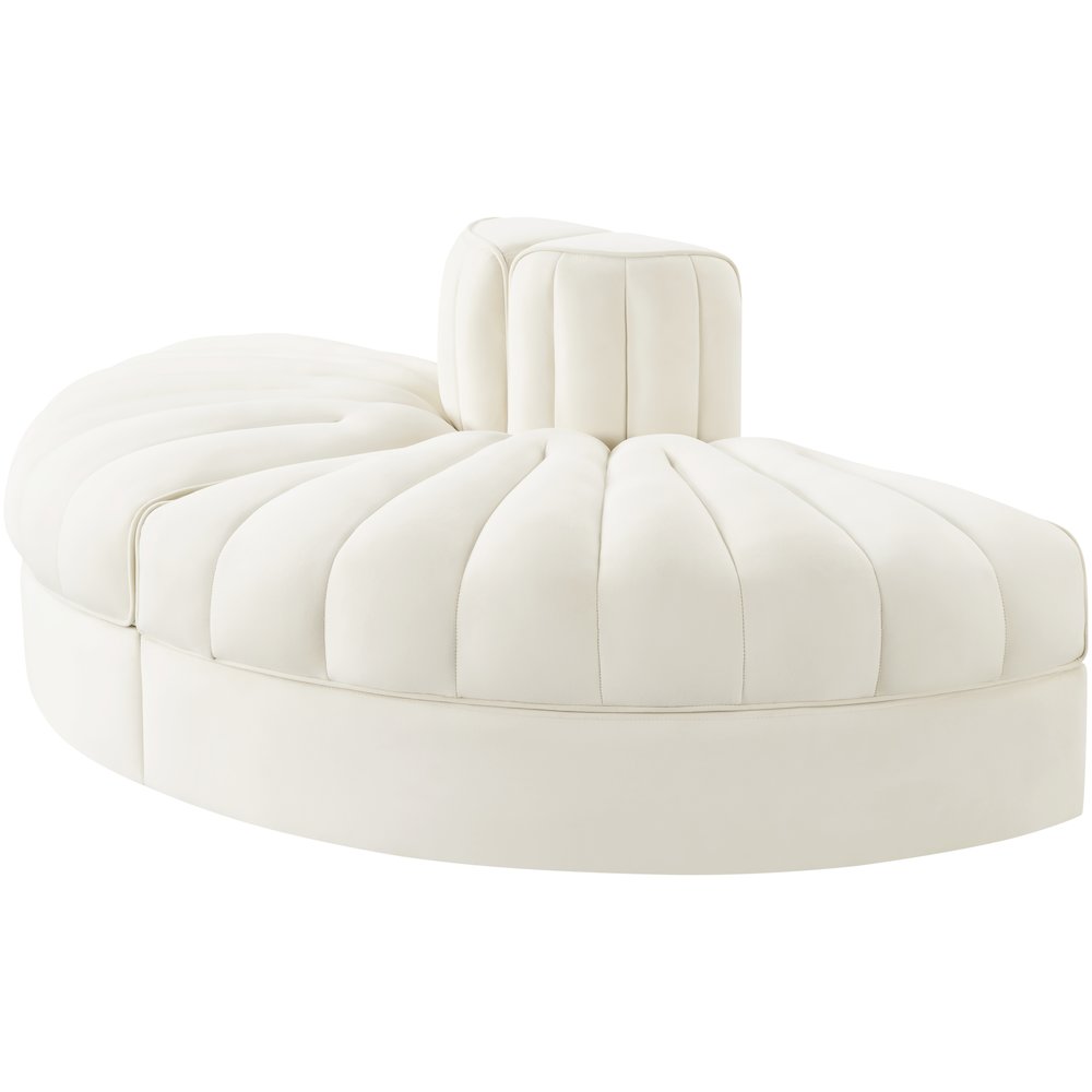 Rummi Cream Velvet Performance Fabric Upholstered 2pc. Modular Loveseat. Picture 6