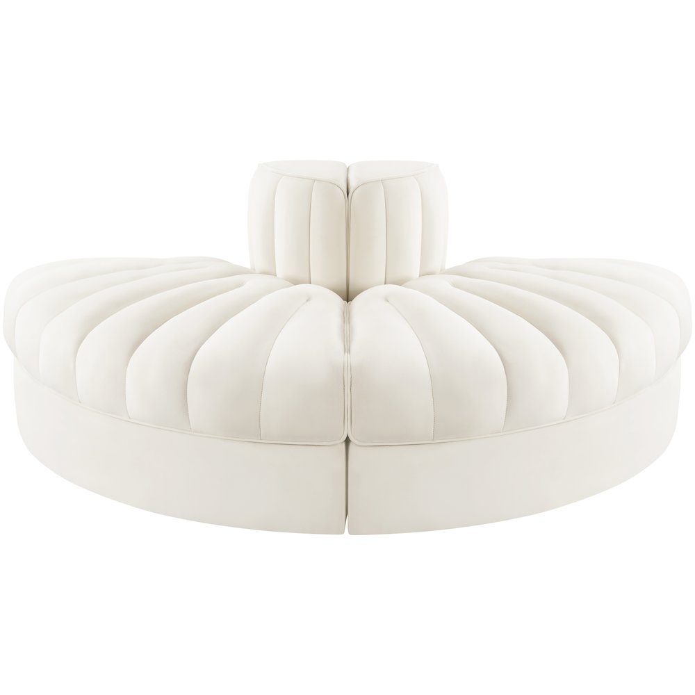 Rummi Cream Velvet Performance Fabric Upholstered 2pc. Modular Loveseat. Picture 7