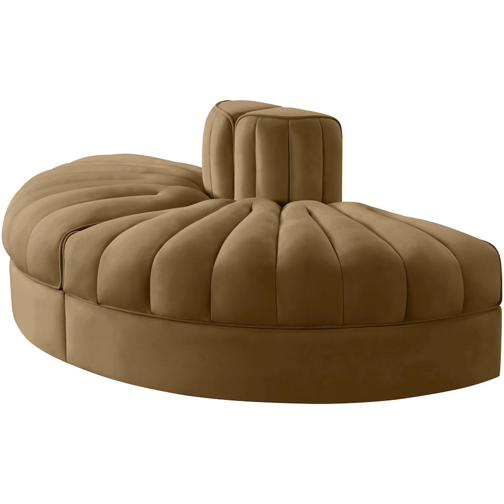 Rummi Saddle Velvet Performance Fabric Upholstered 2pc. Modular Loveseat. Picture 6