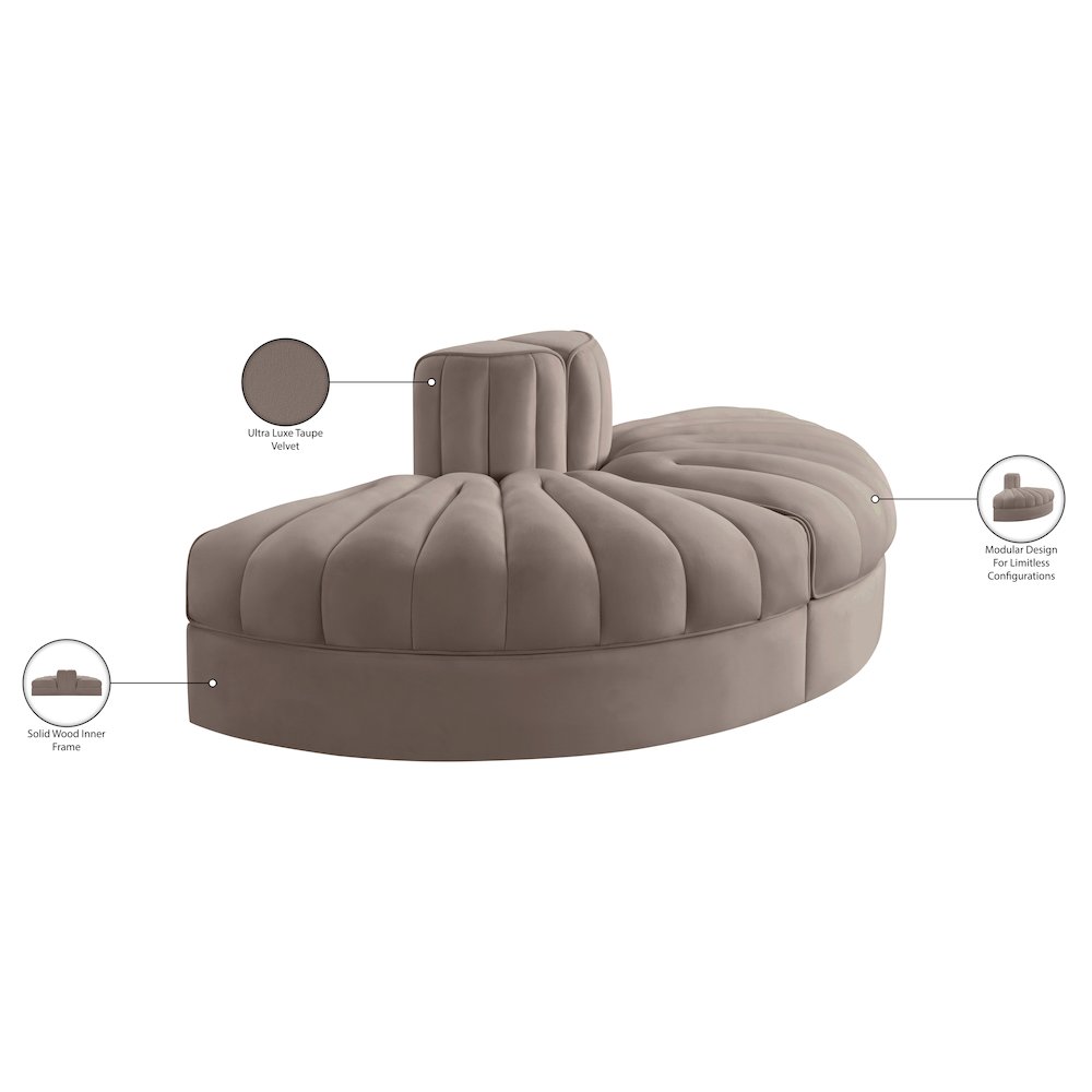 Rummi Taupe Velvet Performance Fabric Upholstered 2pc. Modular Loveseat. Picture 10