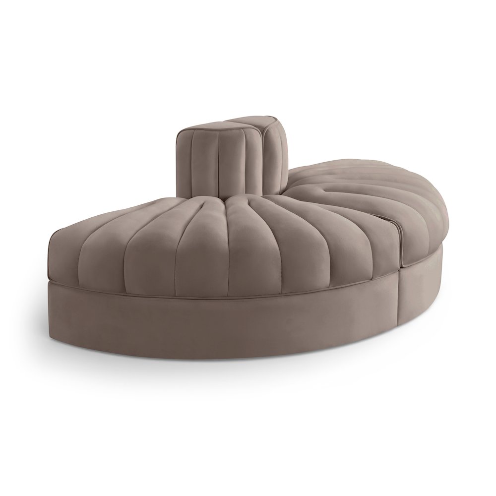 Rummi Taupe Velvet Performance Fabric Upholstered 2pc. Modular Loveseat. Picture 1
