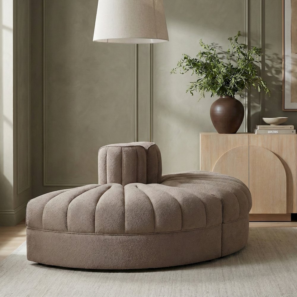 Rummi Taupe Velvet Performance Fabric Upholstered 2pc. Modular Loveseat. Picture 2