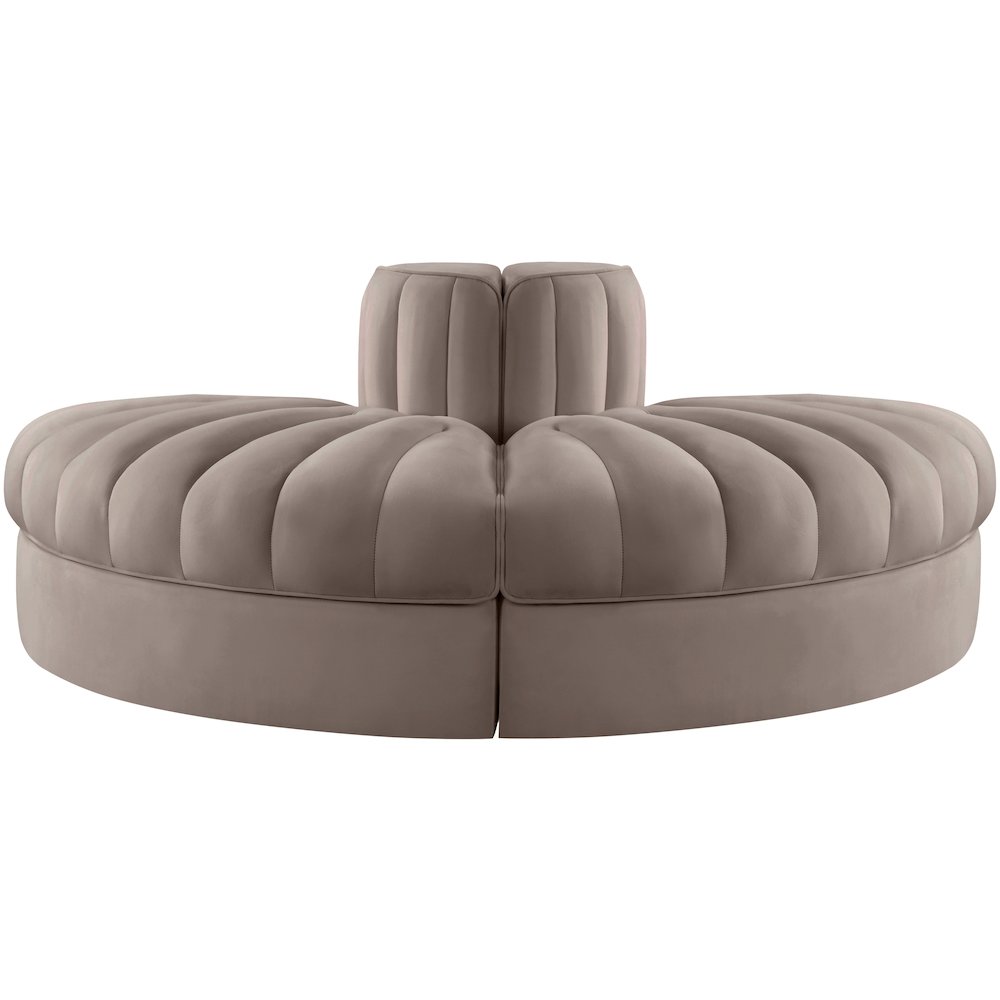 Rummi Taupe Velvet Performance Fabric Upholstered 2pc. Modular Loveseat. Picture 3