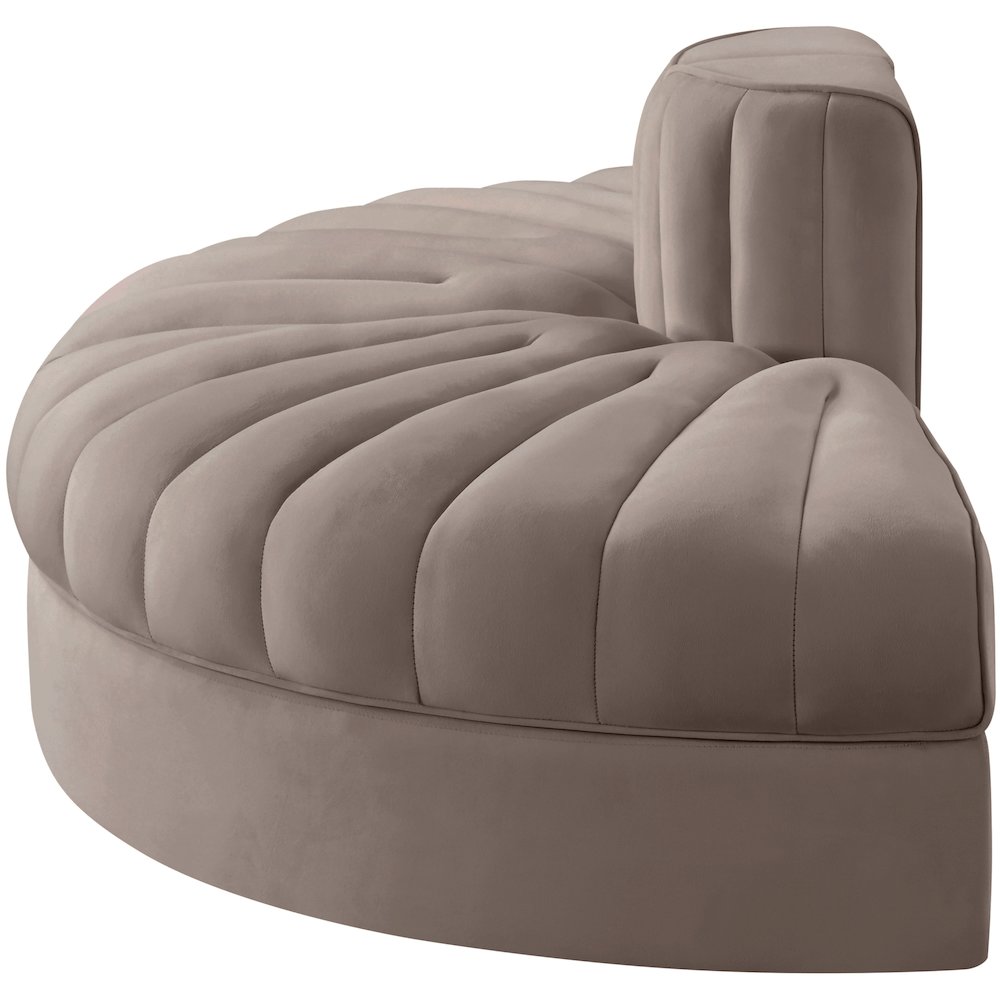 Rummi Taupe Velvet Performance Fabric Upholstered 2pc. Modular Loveseat. Picture 4