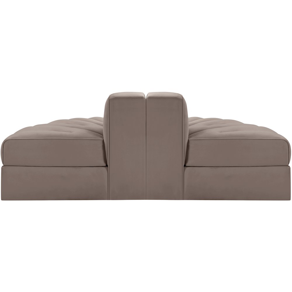 Rummi Taupe Velvet Performance Fabric Upholstered 2pc. Modular Loveseat. Picture 5