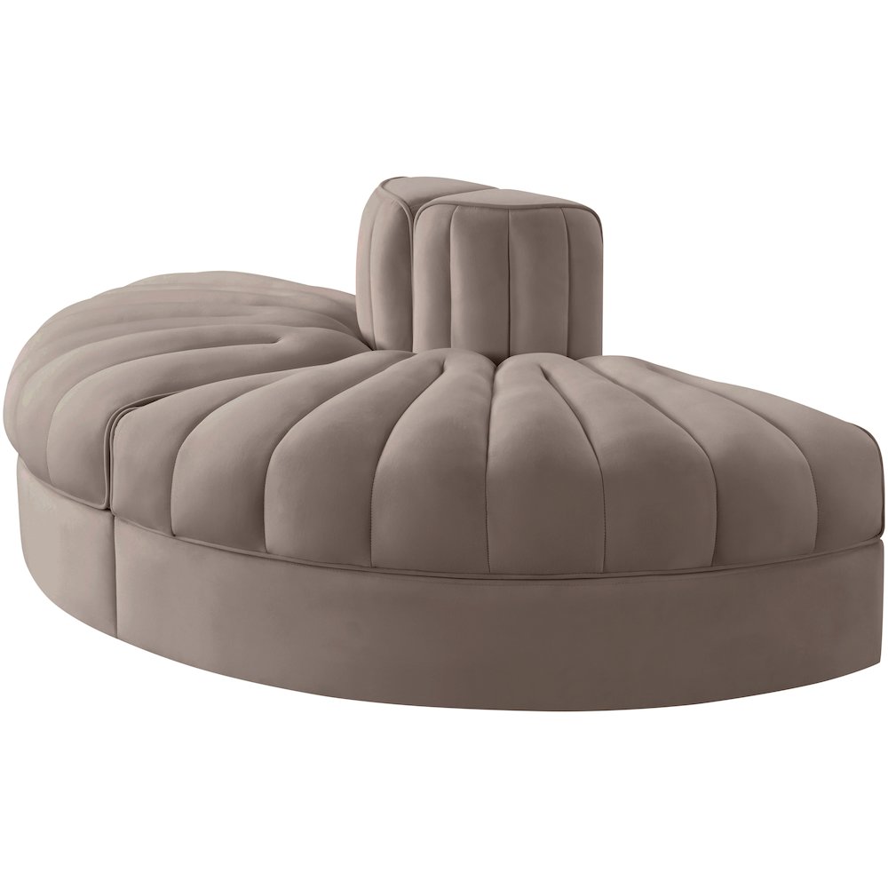 Rummi Taupe Velvet Performance Fabric Upholstered 2pc. Modular Loveseat. Picture 6