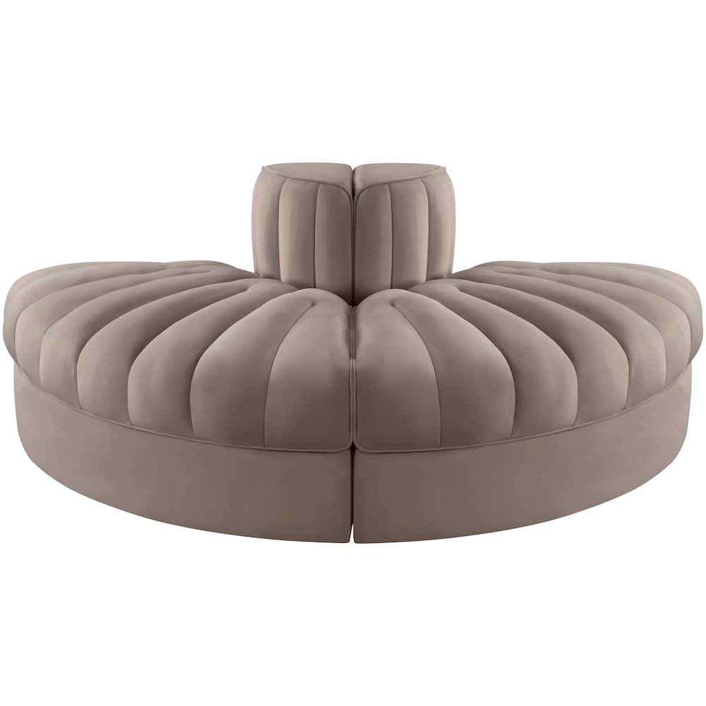 Rummi Taupe Velvet Performance Fabric Upholstered 2pc. Modular Loveseat. Picture 7