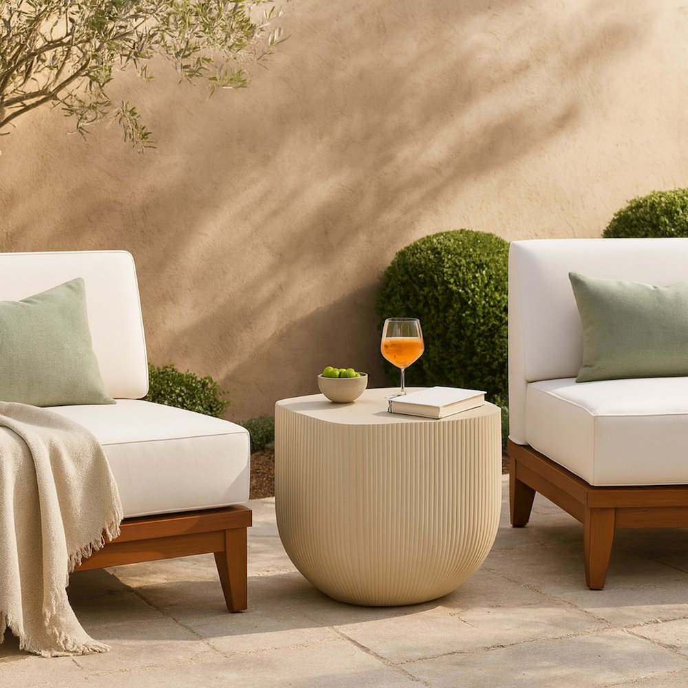 Sonara Beige Concrete Indoor/Outdoor End Table. Picture 9