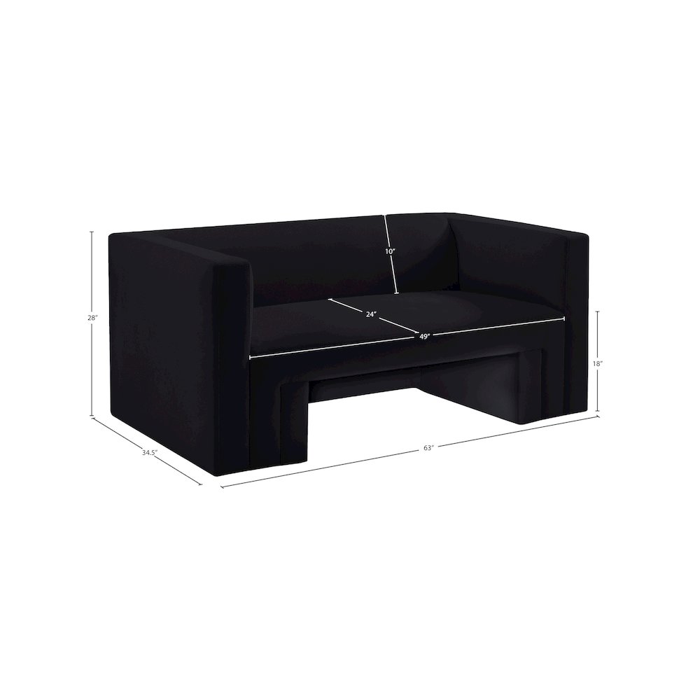 Henson Black Velvet Loveseat. Picture 17