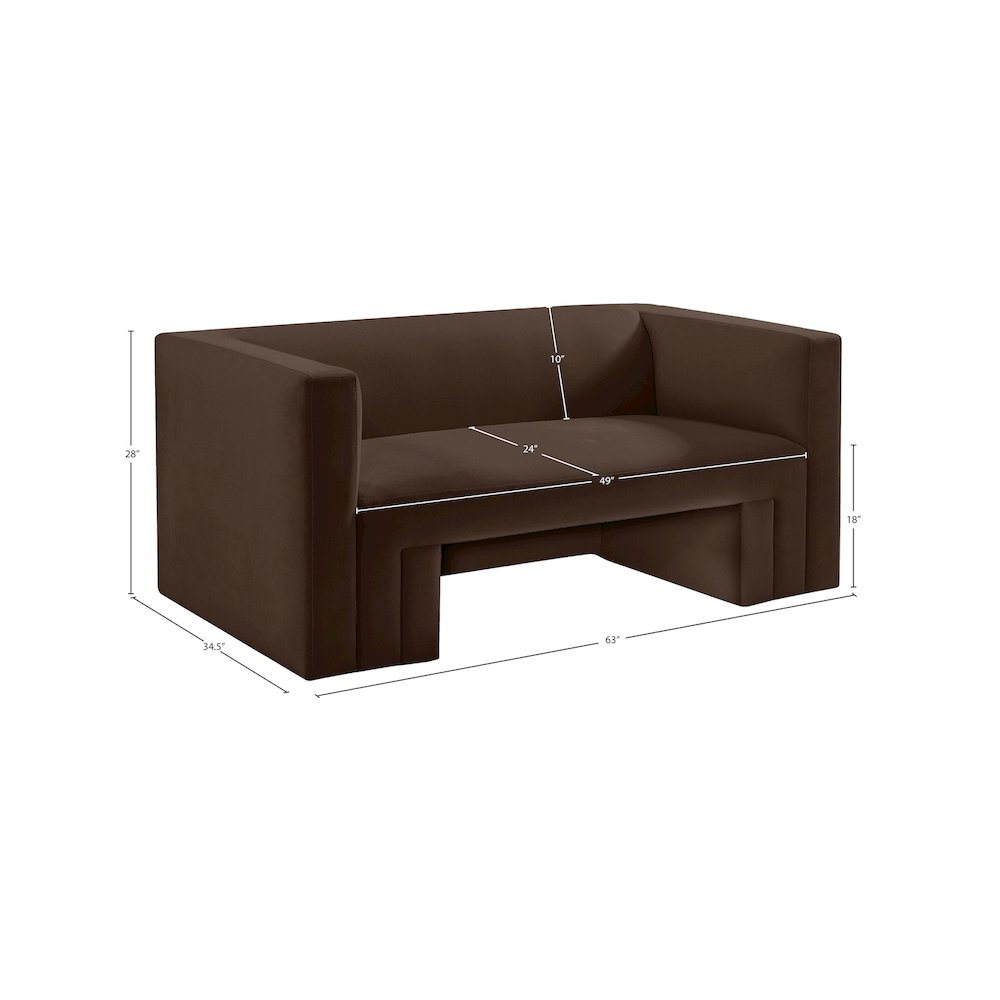 Henson Brown Velvet Loveseat. Picture 17