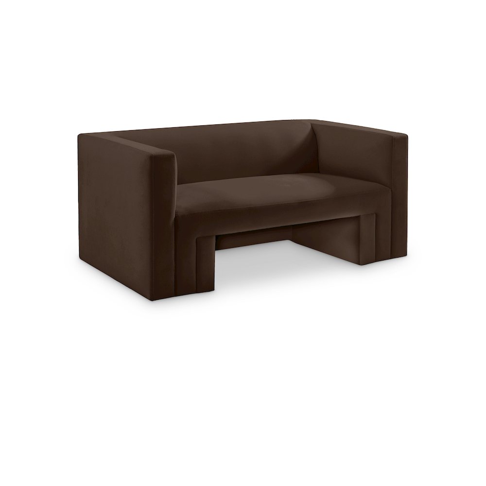 Henson Brown Velvet Loveseat. Picture 1