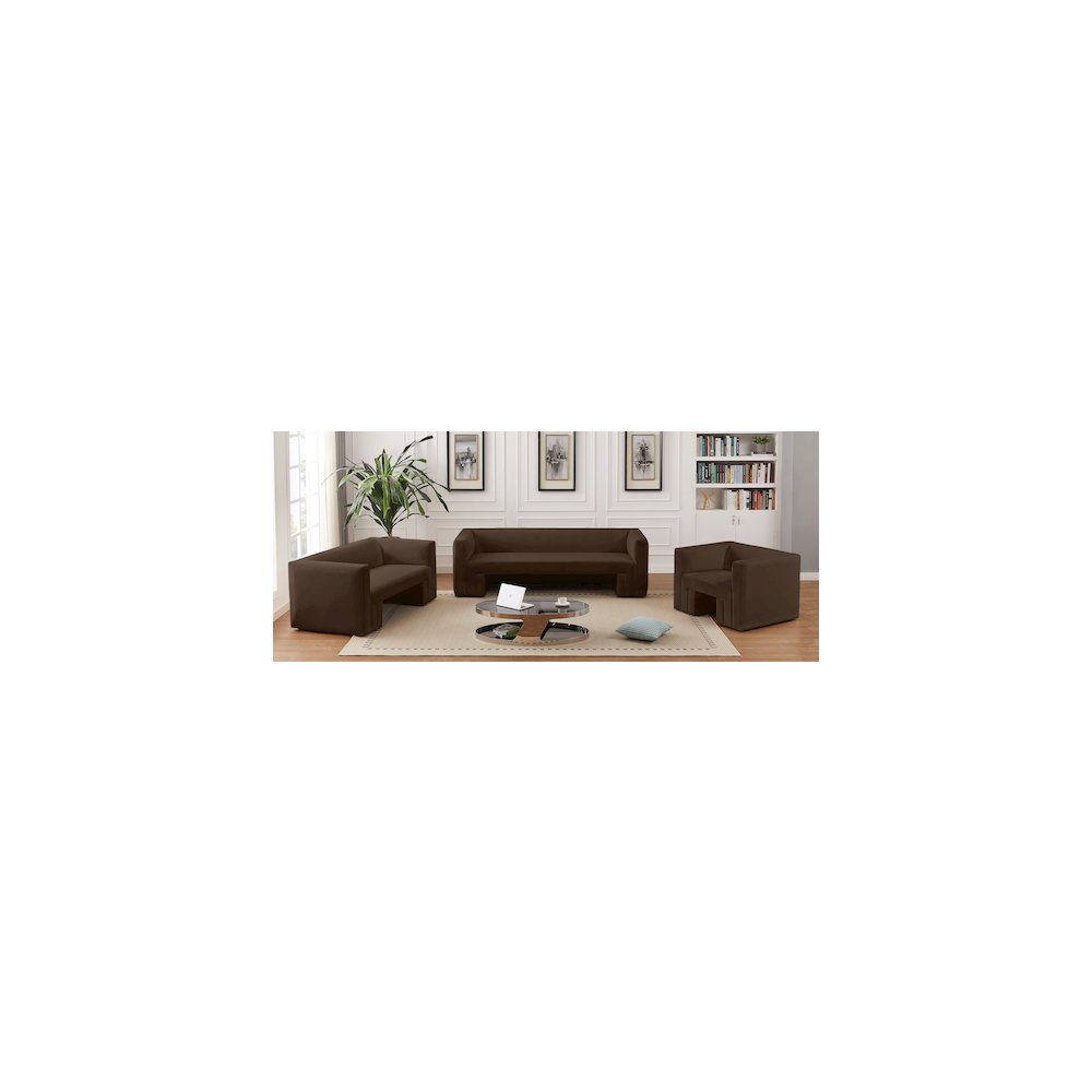 Henson Brown Velvet Sofa. Picture 16