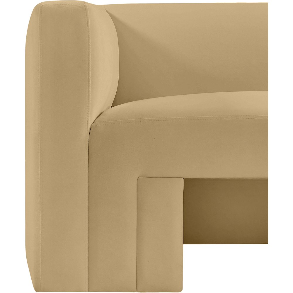 Henson Camel Velvet Loveseat. Picture 10