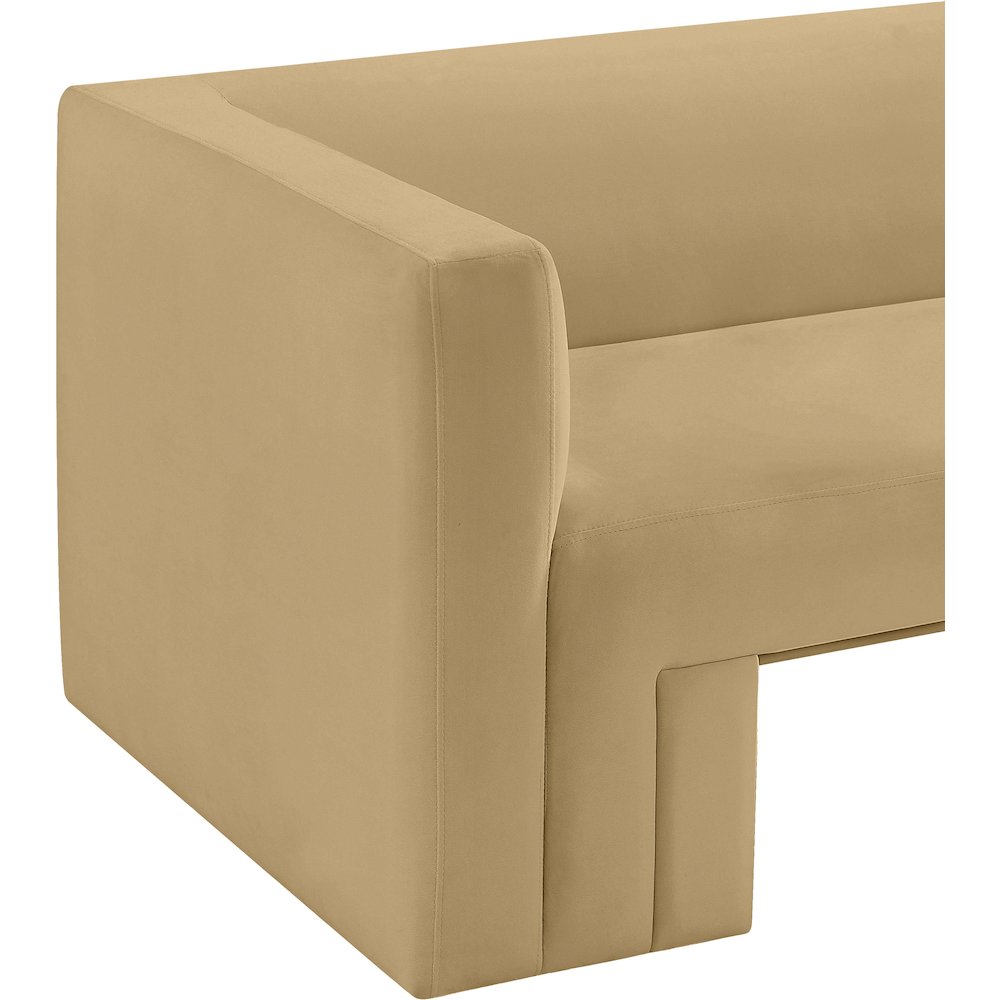 Henson Camel Velvet Loveseat. Picture 11